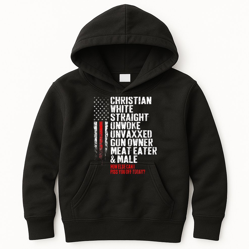 Christian White Straight Unwoke Unvaxxed Gun Owner Kids Hoodie