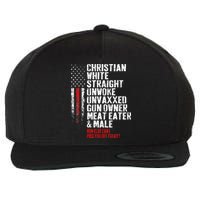 Christian White Straight Unwoke Unvaxxed Gun Owner Wool Snapback Cap