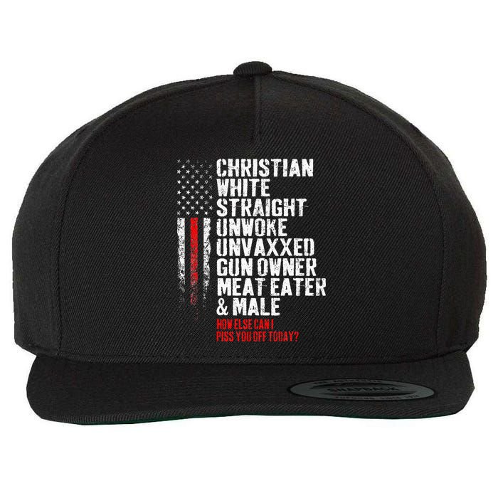 Christian White Straight Unwoke Unvaxxed Gun Owner Wool Snapback Cap