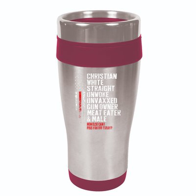 Christian White Straight Unwoke Unvaxxed Gun Owner 16oz Travel Tumbler