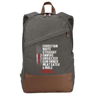 Christian White Straight Unwoke Unvaxxed Gun Owner Cotton Canvas Backpack