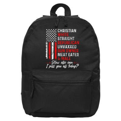 Christian White Straight Republican Unvaxxed Gun Owner Gift 16 in Basic Backpack