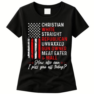 Christian White Straight Republican Unvaxxed Gun Owner Gift Womens T-Shirt