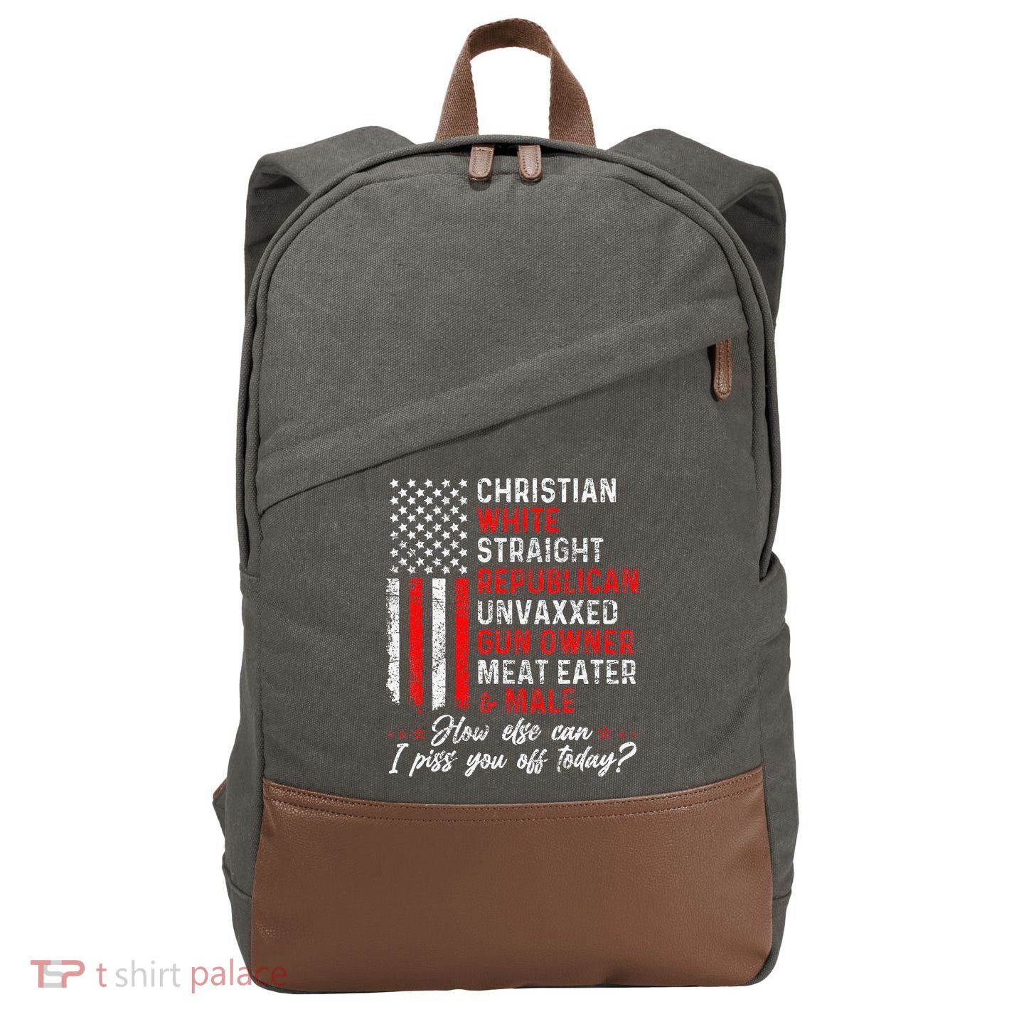 Christian White Straight Republican Unvaxxed Gun Owner Gift Cotton Canvas Backpack
