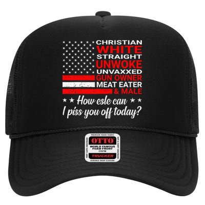 Christian White Straight Unwoke Unvaxxed Gun Owner High Crown Mesh Back Trucker Hat