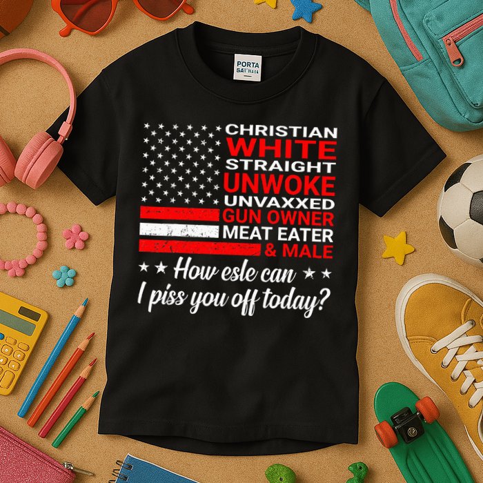 Christian White Straight Unwoke Unvaxxed Gun Owner Kids T-Shirt