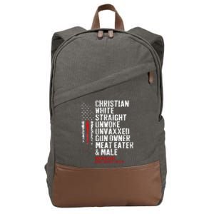 Christian White Straight Unwoke Unvaxxed Gun Owner Cotton Canvas Backpack