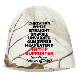 Christian White Straight Unwoke Unvaxxed Gun Owner Meat Eater And Donald Trump Kati - Camo Knit Beanie