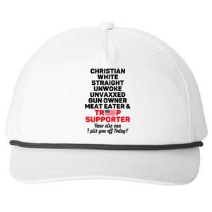 Christian White Straight Unwoke Unvaxxed Gun Owner Meat Eater And Donald Trump Snapback Five-Panel Rope Hat