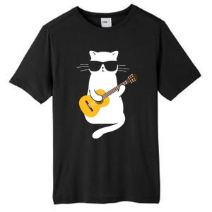 Cat Wearing Sunglasses Playing Guitar Guitarist Tall Fusion ChromaSoft Performance T-Shirt