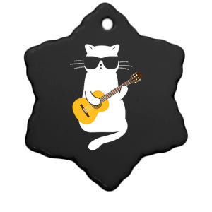 Cat Wearing Sunglasses Playing Guitar Guitarist Ceramic Star Ornament