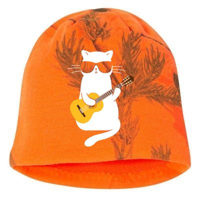 Cat Wearing Sunglasses Playing Guitar Guitarist Kati - Camo Knit Beanie