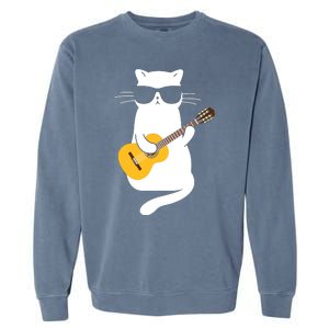 Cat Wearing Sunglasses Playing Guitar Guitarist Garment-Dyed Sweatshirt