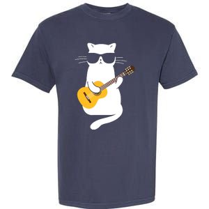 Cat Wearing Sunglasses Playing Guitar Guitarist Garment-Dyed Heavyweight T-Shirt