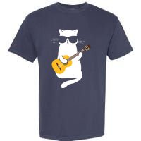 Cat Wearing Sunglasses Playing Guitar Guitarist Garment-Dyed Heavyweight T-Shirt