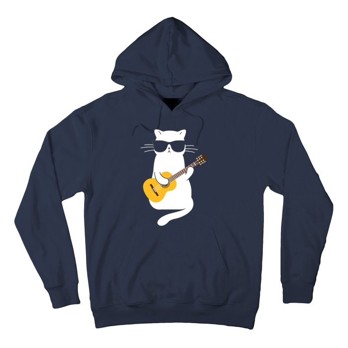 Cat Wearing Sunglasses Playing Guitar Guitarist Hoodie