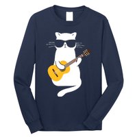 Cat Wearing Sunglasses Playing Guitar Guitarist Long Sleeve Shirt