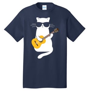 Cat Wearing Sunglasses Playing Guitar Guitarist Tall T-Shirt