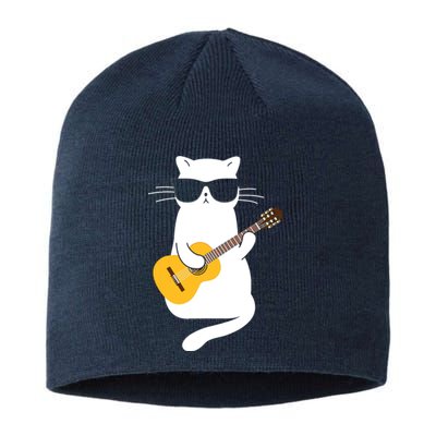 Cat Wearing Sunglasses Playing Guitar Guitarist Sustainable Beanie