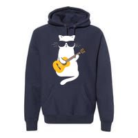 Cat Wearing Sunglasses Playing Guitar Guitarist Premium Hoodie