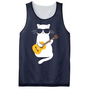 Cat Wearing Sunglasses Playing Guitar Guitarist Mesh Reversible Basketball Jersey Tank