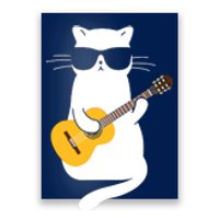 Cat Wearing Sunglasses Playing Guitar Guitarist Poster