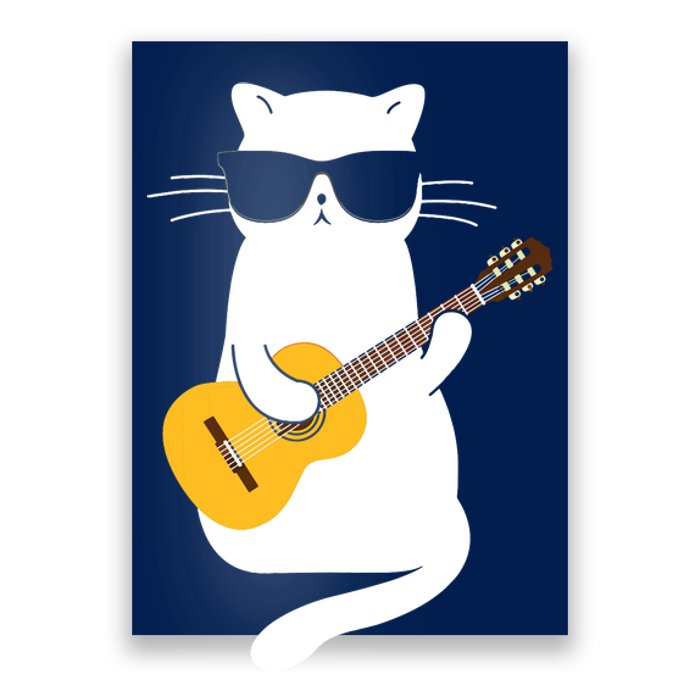 Cat Wearing Sunglasses Playing Guitar Guitarist Poster