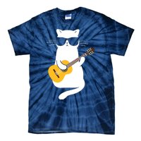 Cat Wearing Sunglasses Playing Guitar Guitarist Tie-Dye T-Shirt