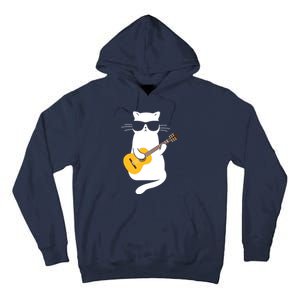 Cat Wearing Sunglasses Playing Guitar Guitarist Tall Hoodie