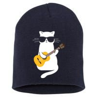 Cat Wearing Sunglasses Playing Guitar Guitarist Short Acrylic Beanie