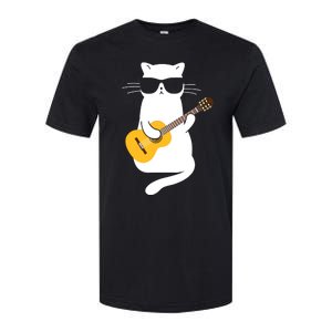 Cat Wearing Sunglasses Playing Guitar Guitarist Softstyle CVC T-Shirt