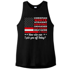 Christian White Straight Unwoke Unvaxxed Gun Owner Meat Eater And Donald Trump Ladies PosiCharge Tri-Blend Wicking Tank