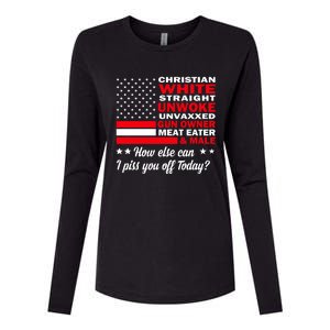 Christian White Straight Unwoke Unvaxxed Gun Owner Meat Eater And Donald Trump Womens Cotton Relaxed Long Sleeve T-Shirt