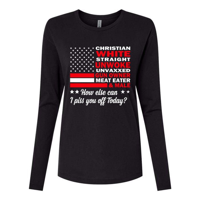 Christian White Straight Unwoke Unvaxxed Gun Owner Meat Eater And Donald Trump Womens Cotton Relaxed Long Sleeve T-Shirt