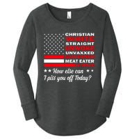 Christian White Straight Unwoke Unvaxxed Gun Owner Meat Eater And Donald Trump Women's Perfect Tri Tunic Long Sleeve Shirt