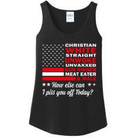 Christian White Straight Unwoke Unvaxxed Gun Owner Meat Eater And Donald Trump Ladies Essential Tank