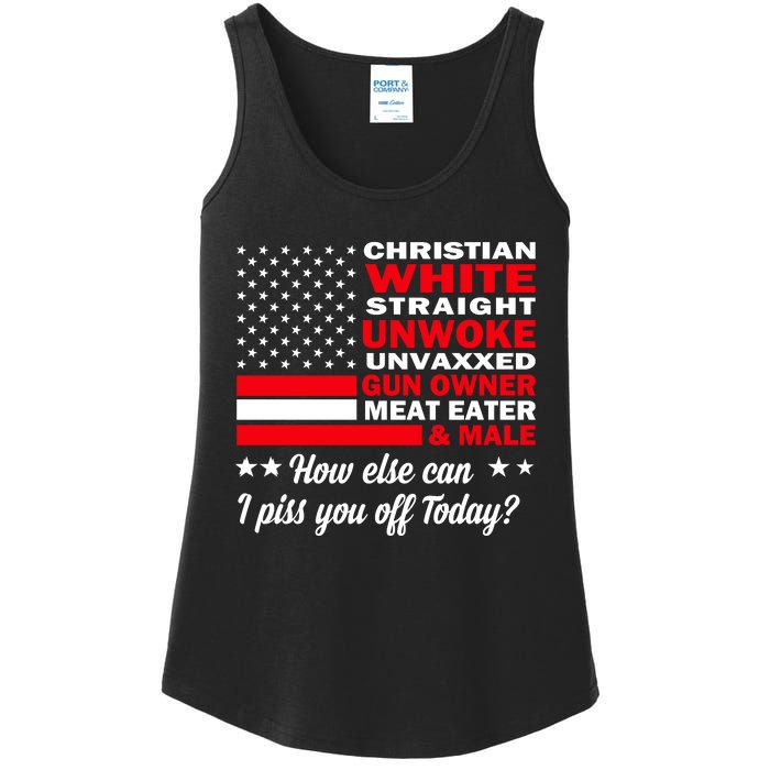 Christian White Straight Unwoke Unvaxxed Gun Owner Meat Eater And Donald Trump Ladies Essential Tank