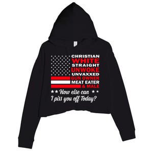 Christian White Straight Unwoke Unvaxxed Gun Owner Meat Eater And Donald Trump Crop Fleece Hoodie