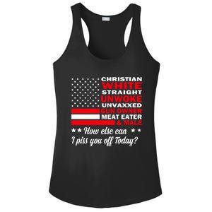 Christian White Straight Unwoke Unvaxxed Gun Owner Meat Eater And Donald Trump Ladies PosiCharge Competitor Racerback Tank