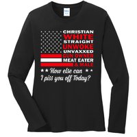 Christian White Straight Unwoke Unvaxxed Gun Owner Meat Eater And Donald Trump Ladies Long Sleeve Shirt