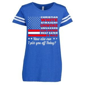 Christian White Straight Unwoke Unvaxxed Gun Owner Meat Eater And Donald Trump Enza Ladies Jersey Football T-Shirt