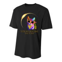 Cat Wearing Solar Eclipse Glasses Youth Performance Sprint T-Shirt