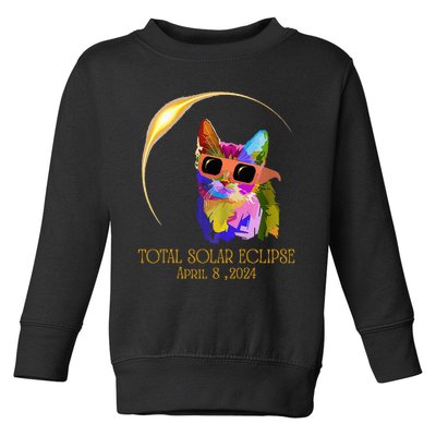 Cat Wearing Solar Eclipse Glasses Toddler Sweatshirt