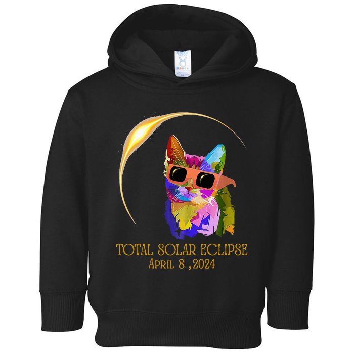 Cat Wearing Solar Eclipse Glasses Toddler Hoodie