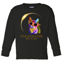 Cat Wearing Solar Eclipse Glasses Toddler Long Sleeve Shirt