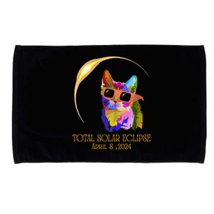 Cat Wearing Solar Eclipse Glasses Microfiber Hand Towel