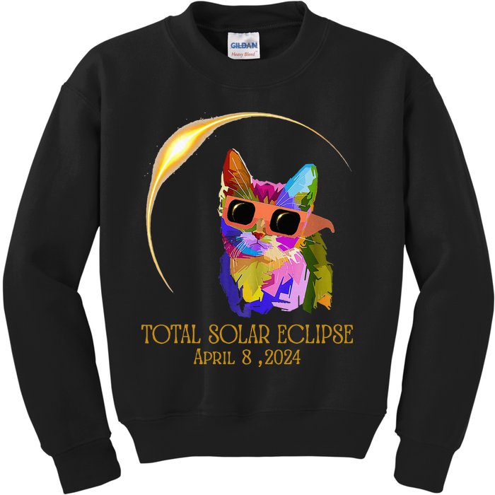 Cat Wearing Solar Eclipse Glasses Kids Sweatshirt