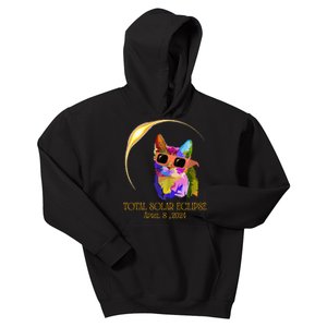 Cat Wearing Solar Eclipse Glasses Kids Hoodie