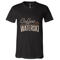 Coffee Water Skiing Gift For Skiers V-Neck T-Shirt