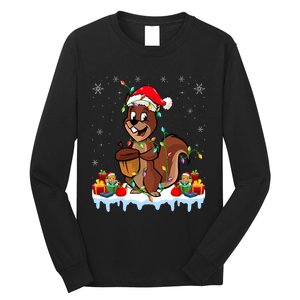 Chipmunk Wearing Santa Hat Xmas Chipmunk Lover Christmas Long Sleeve Shirt